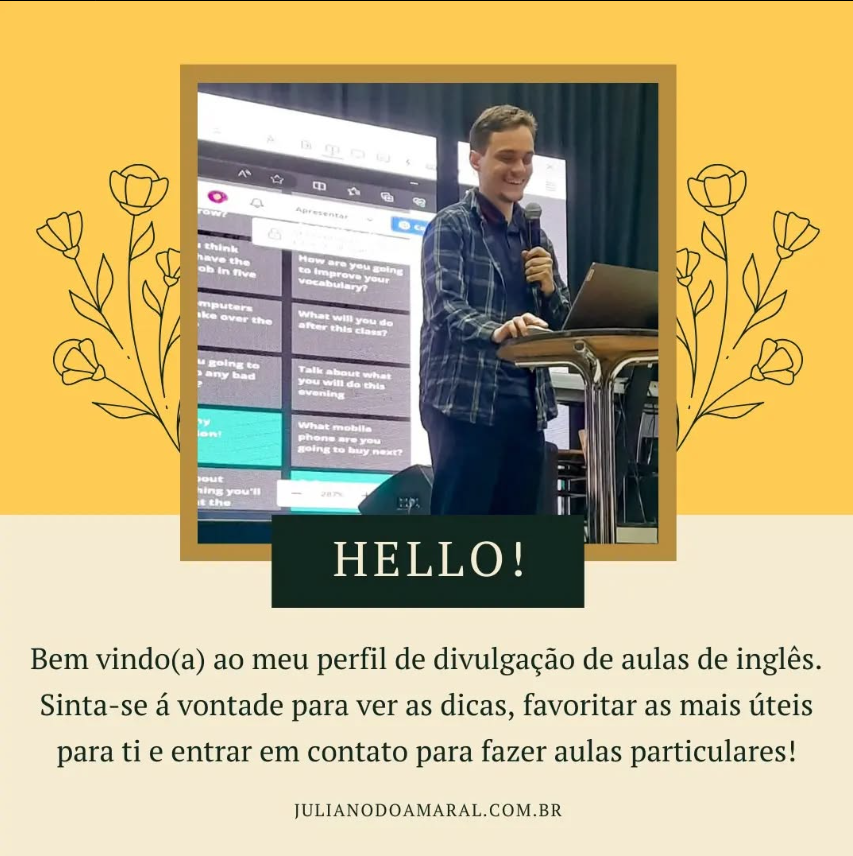 Professor Juliano Amaral ensinando inglês
